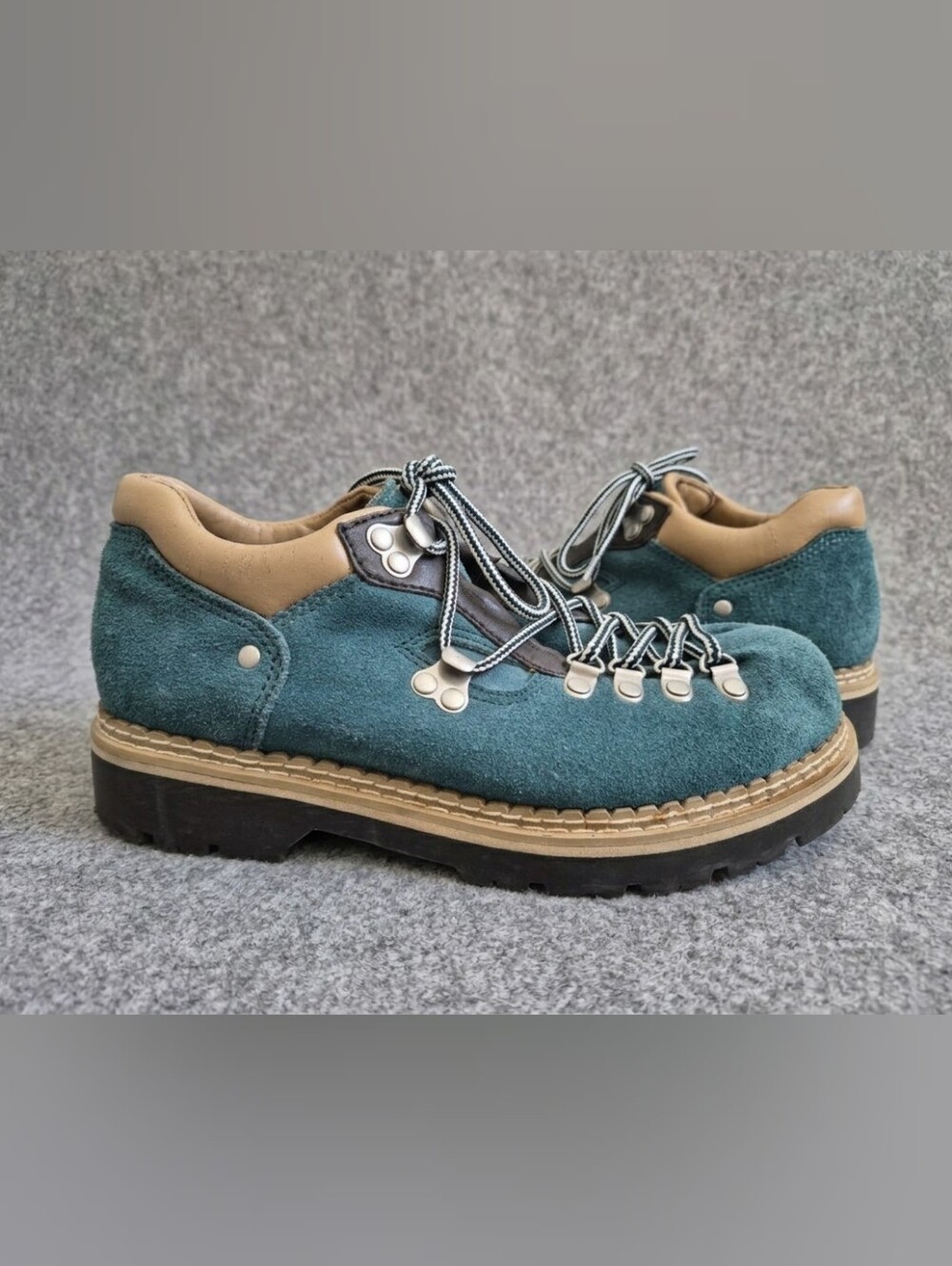 Attitude Vintage 90s Teal Suede Hiking Boots 6 Low Shoes Gorpcore Granola Girl